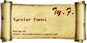 Tyroler Fanni névjegykártya
